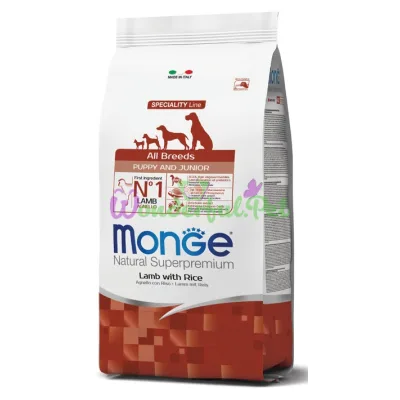 Сухой корм MONGE DOG All breeds Puppy Junior Lamb Rice 800 г