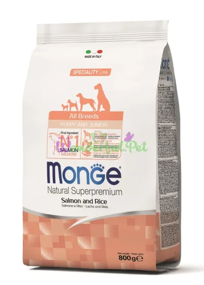 Сухий корм MONGE DOG All breeds Puppy Junior Salmon Rice 800 г
