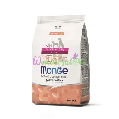 Π‘ΡΡ
ΠΎΠΉ ΠΊΠΎΡΠΌ MONGE DOG Extrasmall Adult Salmon Rice 800 Π³