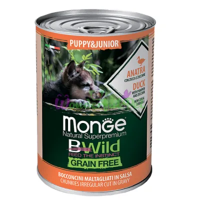 Беззерновая консерва MONGE DOG WET BWILD Puppy Junior Duck 400 г