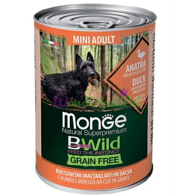 Беззернова консерва MONGE DOG WET BWILD Mini Adult Duck 400 г