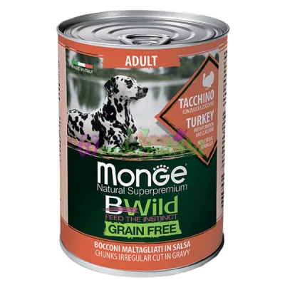 Беззернова консерва MONGE DOG WET BWILD Adult Turkey 400 г