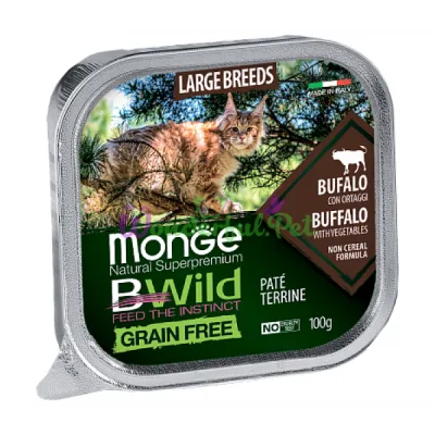 MONGE BWILD WET CAT Large Breed Kitten Buffalo Vegetables Grain-Free Pâté 100 g