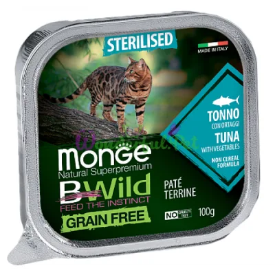MONGE BWILD WET CAT Sterilized Tuna Vegetables Grain-Free Pâté 100 g