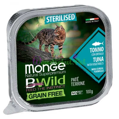 Беззерновий паштет MONGE BWILD WET CAT Sterilized Tuna Vegetables 100 г