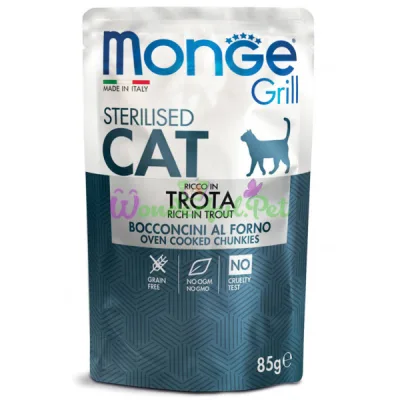 MONGE CAT GRILL Sterilised Trout Wet Food 85 g