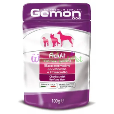 GEMON DOG WET Adult Beef & Ham 100 g