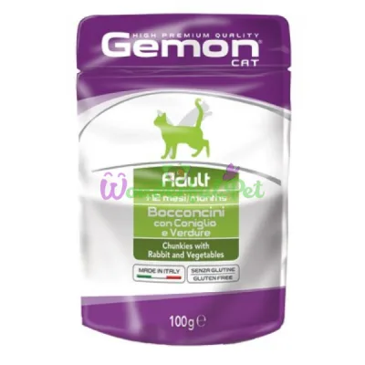 GEMON CAT WET Adult Rabbit Vegetables 100 g